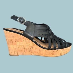 Franco‎ Sarto Black Nicola Wedges Size 10